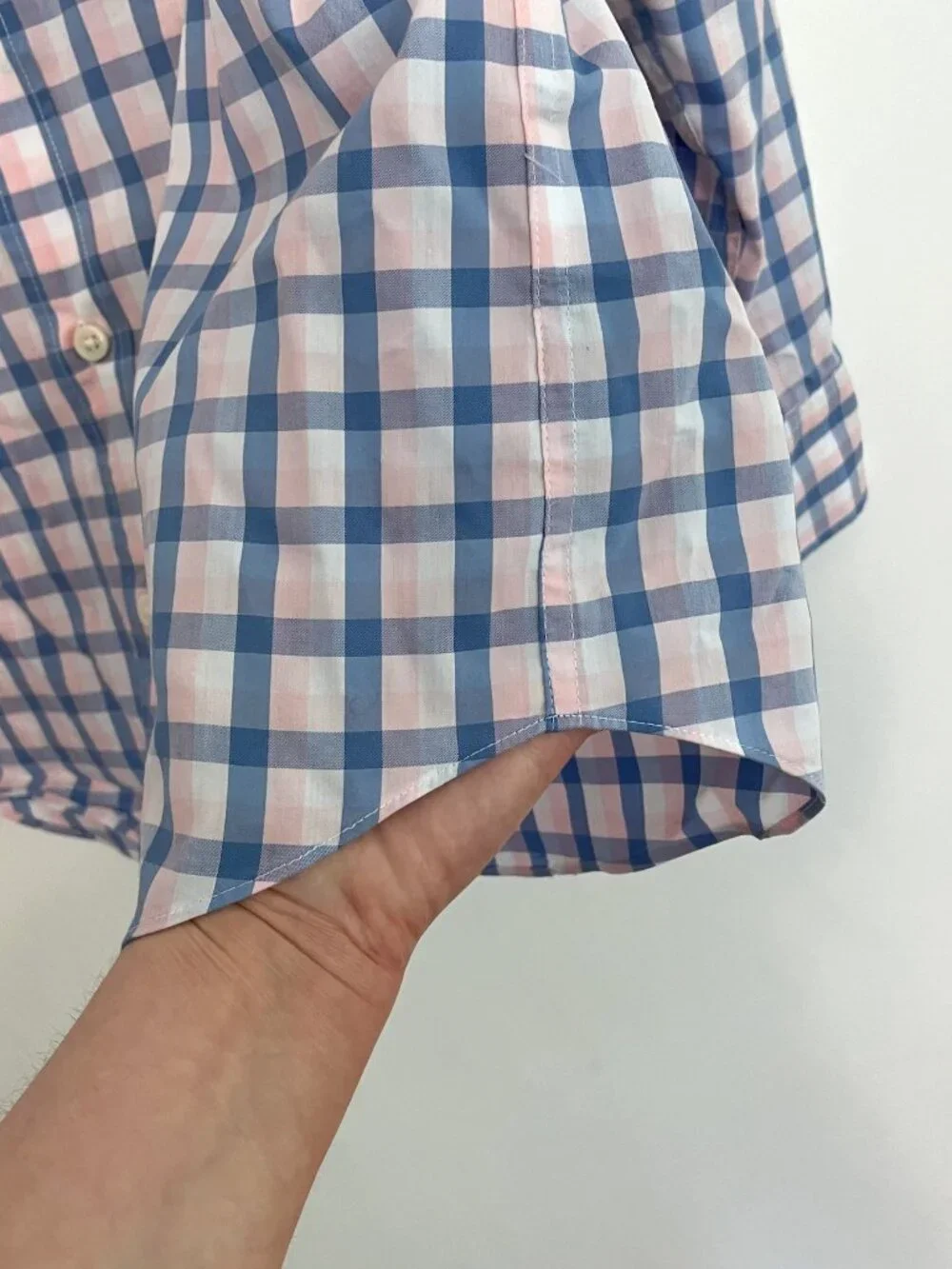 J. CREW Factory Mens Slim Untucked Flex Performance Casual Shirt Blue Pink Plaid